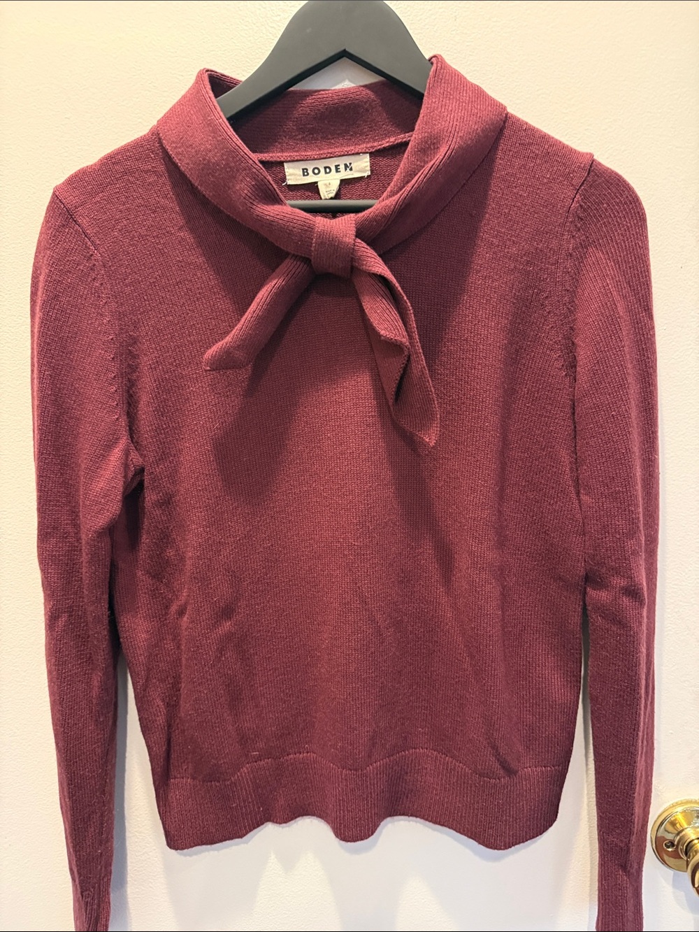 Boden Women's Berry Tie-Neck Turtleneck Sweater